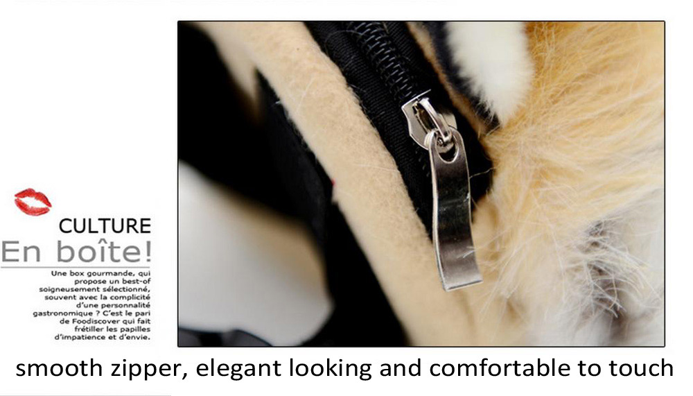 Unique Women Fur Made Animal Leopard Head Style Waist Bag Zipper Closure