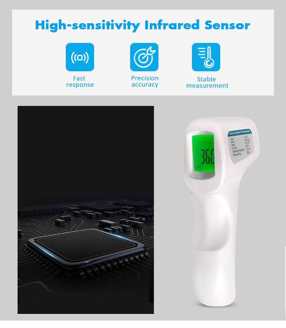 Handheld Non-Contact Infrared Thermometer 500ms Fast Response Color Display 0.3u2103 Precision Accuracy