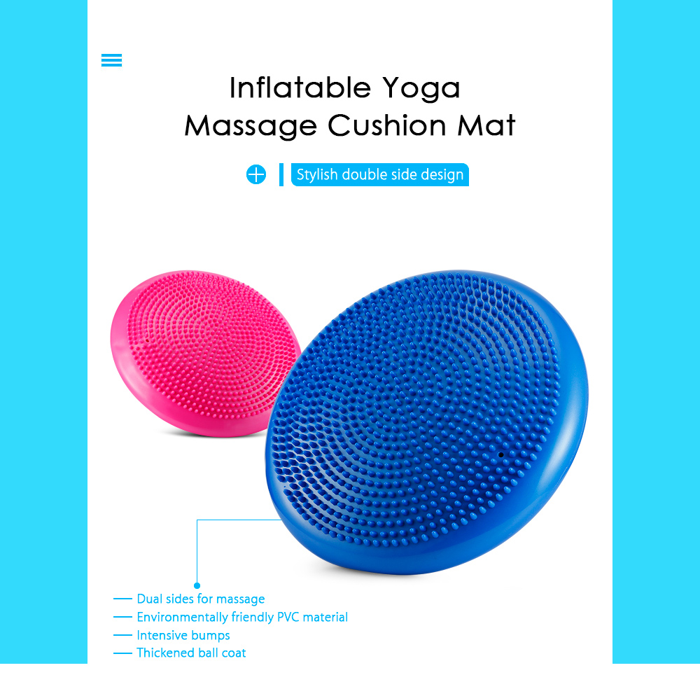 1pcs Durable Inflatable Yoga Wobble Stability Balance Disc Massage Cushion Mat